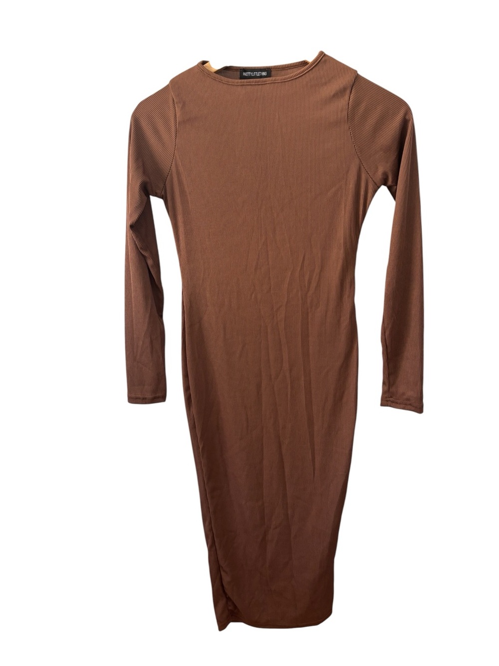 PrettyLittleThing Brown Long Sleeve Bodycon Midi Dress Size 6 Long Sleeve NWT
